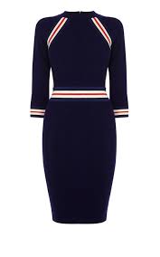 Karen Millen Placed Stripes Stretch Dress Navy By House Of Fraser Fashion Stretch Knit Dress Karen Millen