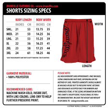 Ironville Size Charts Gym Apparel Measurments Ironville