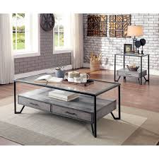 Trunk coffee table, industrial table, farmhouse coffee table, chippy paint, table with storage, rustic wooden box, industrial wheels. Furniture Of America Korz Industrial Grey Metal 2 Drawer Coffee Table Overstock 29243864