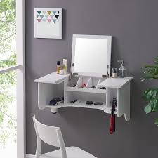 Teresa Wall Mount Vanity With Mirror Wall Mounted Vanity Small Bedroom Vanity Wall Mounted Makeup Vanity