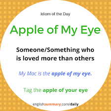 The one you love most. Apple Of My Eye Meaning And Use Idiomoftheday English Phrases Idioms Interesting English Words Learn English Vocabulary