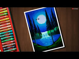 Moonlight Waterfall Scenery Drawing For Beginners With Oil Pastels Step By Step Myhobbyclass Com Click subscribe to watching more videos. moonlight waterfall scenery drawing for
