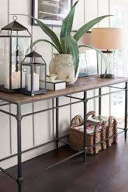 Love These Rectangular Woven Storage Baskets Functional And Stylish Integrate I Farmhouse Console Table Console Table Decorating Reclaimed Wood Console Table