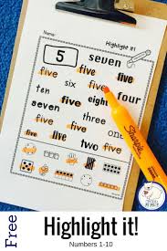 Numbers 1 10 Highlight It Free Math Numbers Education Math Preschool Math