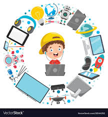 Kid And Technology Devices Download A Free Preview Or High Quality Adobe Illustra In 2020 Powerpoint Animation Art Classroom Management Baby Milestone Cards Printable
