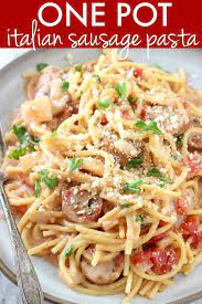 One Pot Italian Sausage Pasta Recipe Italian Sausage Recipes Italian Sausage Pasta Sausage Pasta Recipes