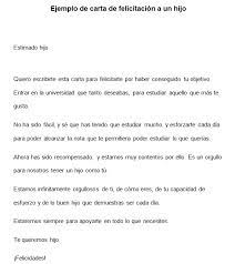 Ejemplo De Carta De Felicitacion Para Un Hijo Modelo De Carta De Felicitacion
