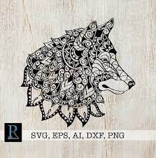 Download Mandala Wolf Svg Zentangle Wolf Svg Etsy Mandala Wolf Mandala Diy Prints