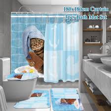 Ships free orders over $39. Buy Fun Showering Cat 3d Printing Pedestal Rug Toilet Cover Bath Mat Set Waterproof Shower Curtain Bathroom Decor At Affordable Prices Free Shipping Real Reviews With Photos Joom