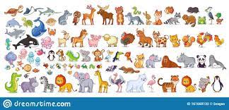 Illustration About Big Set With Animals In Cartoon Style Vector Collection With Mammals Illustration Cartoon Styles Cute Animal Illustration Cartoon Animals