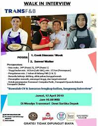 Selamat datang di akun twitter resmi transmart #100persenindonesia #thdinaja. Transmart Dewi Sartika Depok Membuka Lowongan Kerja Cook Dan Waiter Lockerjob