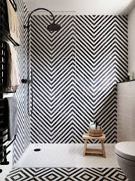 Black And White Geometric Bathroom Tiles Maximalist Bathrooms That Pack In Tons Of Tile We Love Them For It Bathroom Tile Designs Bathroom Interior Design Bathroom Inspiration