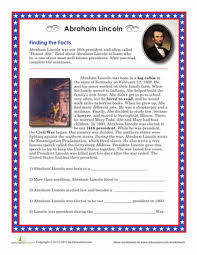 Abraham Lincoln Facts Worksheet Education Com Abraham Lincoln Facts Abraham Lincoln For Kids Abraham Lincoln Projects