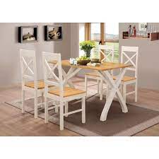 4 Seater Dining Set Rectangle Table Chairs Natural White Colour Wooden Furniture Dining Room Furniture Sets Dining Room Furniture Furniture