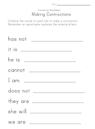 Making Contractions Worksheet Contraction Worksheet Worksheets Worksheets For Kids