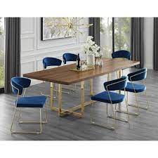 Inspired Home Davian 94 5 In Walnut Wood Veneer Dining Table With Gold Metal Legs Dt122 09wtl Hd The Home Depot Dining Table Gold Metal Dining Table Gold Dining