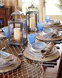 Nautical Tablescape Decor Ideas With Decorative Fish Net In 2020 Table Settings Beach Table Nautical Table