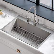 41.0 h x 30.0 w x 23.75 d. Kraus Loften All In One Dual Mount Drop In Stainless Steel 33 In 2 Hole Single Bowl Kitchen Sink With Pull Down Faucet Kch 1000 The Home Depot