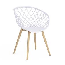 Set Of 2 Kurv Chair White Jamesdar White Accent Chair Dining Chairs Natural Wood Finish