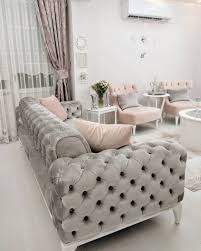 Salon Yuvarlak Mobilya Gri Saloni Mobilya Somon Berjer Pembe Chesterfield In 2020 Living Room Decor Modern Living Room Sofa Design Living Room Decor Apartment