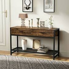 Rustic Brown Console Table With Lower Storage Shelf For Living Room And Entryway 131 99 End Date Saturday Nov Rustic Sofa Rustic Console Tables Entry Table