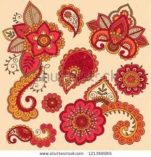 Henna Flowers And Paisley Mehndi Tattoo Doodle Set Colorful Abstract Floral Hand Drawn Vector Illustration Desi Blumen Henna Paisley Doodle Henna Tattoo Ideen