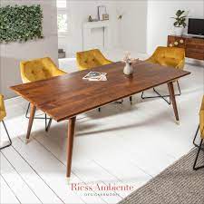 Massiver Esstisch Mystic Living 160cm Braun Gold Akazienholz Im Retro Design Esstisch Esstisch Retro Essen