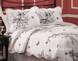 Black And White Toile Bedding King Size Evans Meadow Black White Toile Quilt Set White Quilt Bedding Bed Comforter Sets Black And White Quilts
