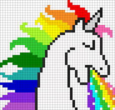 Rainbow Puking Unicorn Perler Bead Pattern Bead Sprite Unicorn Pixel Art Full Size Png Download Seekpng