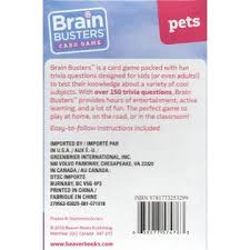 This was a fun little game my fellow travellers and i would play when we wanted to pass the time on the train, and i wanted to try it out with you. Brain Busters Card Game Pets With Over 150 Trivia Questions Educational Flash Cards