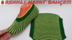 Iki Sisle Orulen Cizgili Haraso Patik Modeli Anlatimli Yapilisi O Stricken Huttenschuhe Stricken Hakelschlappen