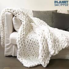 Handgemachte Grob Gestrickte Decke Grau Grob Gestrickte Decke Decke Stricken Ohne Nadeln Gestrickte Babydecken