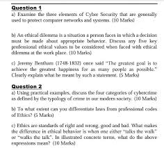 All security threats are intentional i.e. Question 1 A Examine The Three Elements Of Cyber Chegg Com