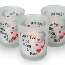 Perfect for weddings & other events. Set Of 3 Frosted Glass Votive Candle Holders Banberry Designs Valentines Day Decorations I Love You To The Moon And Back 2 5 Inches Each Holder Stands Approx Home Decor Home Kitchen