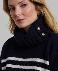 Lauren Ralph Women's Striped Wool-Blend Turtleneck Sweater