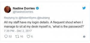 However a deleted tweet from dorries would indicate she is a fully . Mp Nadine Dorries Defends Shared Password Tweet Gdpr Associates