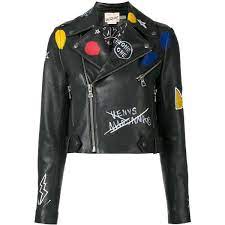 Alice Olivia Painted Leather Jacket 1 540 Liked On Polyvore Featuring Outerwear Jackets Black Real Leathe Painted Leather Jacket Leather Jacket Jackets