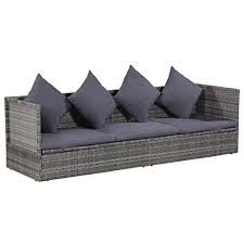 Vidaxl Canape De Jardin Resine Tressee Gris Fauteuil Chaise De Terrasse Balcon Canape Jardin Jardins Gris Lit De Jardin