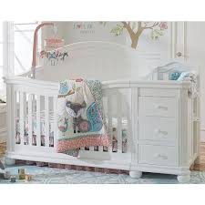 With The Fluting Details Arched Style Headboard Subtly Sloping Footboard With Beveled Corners And Sturdy White Crib Crib With Changing Table Grey Baby Cribs