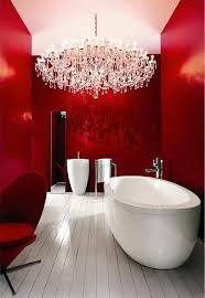 Check spelling or type a new query. Chic Modern Red Bathroom With Chandelier Redbathroom Bathroom Bathroomdesign Bathroomideas In 2020 Red Bathroom Decor Red Interior Design Contrast Interior Design
