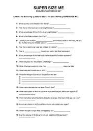 Supersize me film quiz part 2 level: Supersize Me Worksheet Teachers Pay Teachers