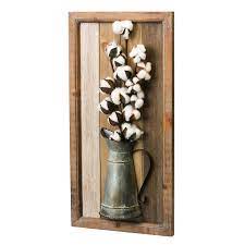 Cotton In Metal Pitcher Vase Wall Plaque Farmhousedecor Wood Wall Decor Metal Vase Wall Plaques