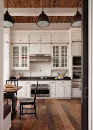 Flooring Ceiling Detail Shaker White Cabinets Subway Tile Potfiller Love This Farmhouse Kitchen Design Rustic Farmhouse Kitchen Modern Farmhouse Kitchens