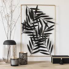 Wanddeko Blatter Aus Metall Goldfarben Und Schwarz 40x60 Black Palms Decorazioni Della Parete Decorazioni Parete
