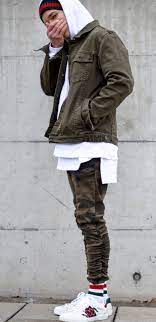 Denim Jacket By Barneycools White Basic Hoodie By Asos Tshirt Under By Weekday Stores Pants By Zara Shoes Hat Soc Mens Streetwear Menswear Mens Outfits