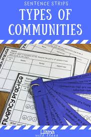 Types Of Communities Sentence Strips Sentence Strips Types Of Communities Ela Skills