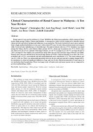 Pdf Clinical Characteristics Of Renal Cancer In Malaysia A Ten Year Review