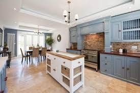 Image Result For Blue Cabinets Brick Backsplash Interior Design Kitchen Brick Wall Kitchen Kitchen Design