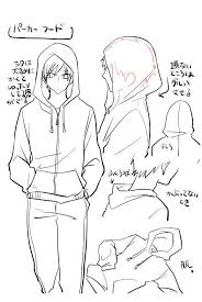 Wearing Hoodie Drawing Chico Con Capucha Frontal Y De Perfil Hoodie Drawing Reference Jacket Drawing Drawing Anime Clothes
