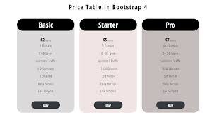 Price Table In Bootstrap 4 Price Css Tablet